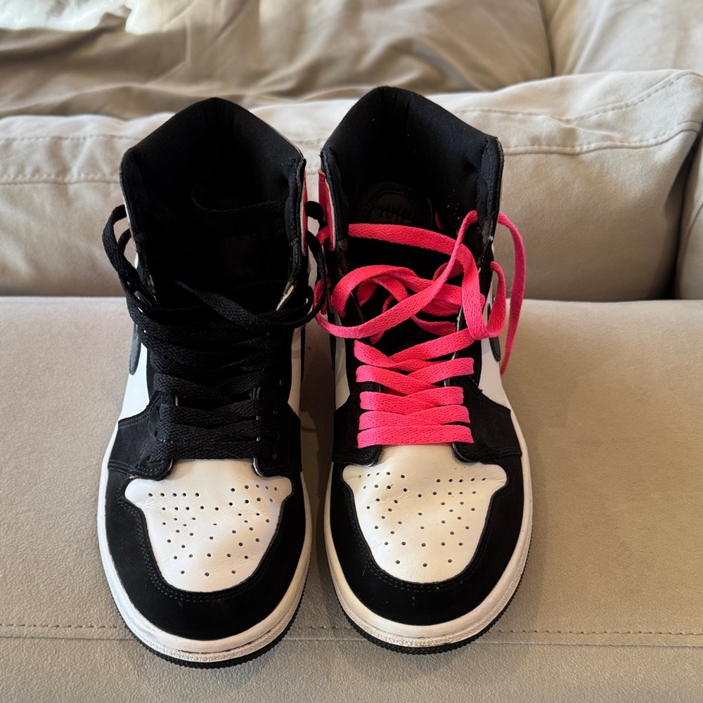 Nike Black and Pink High-Top Sneakers
